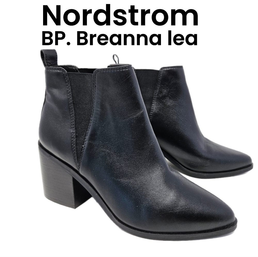 BP. Nordstrom Womens Breanna Lea Black Leather Pointed Toe Western Boots